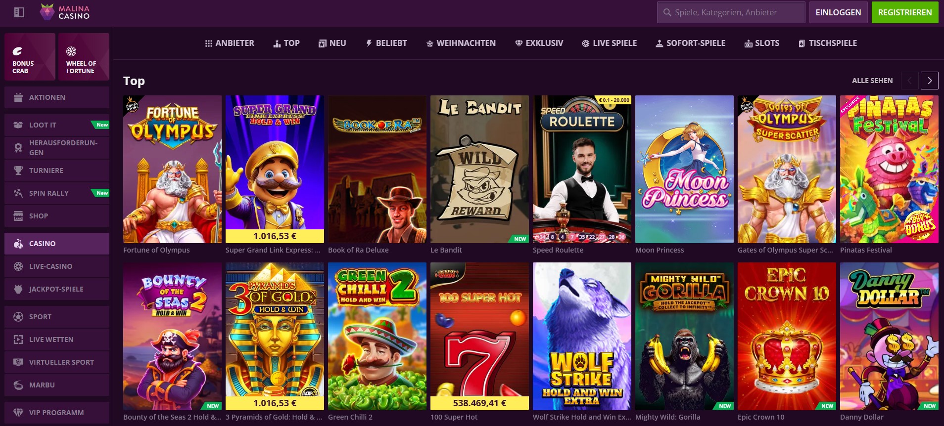malina casino play online